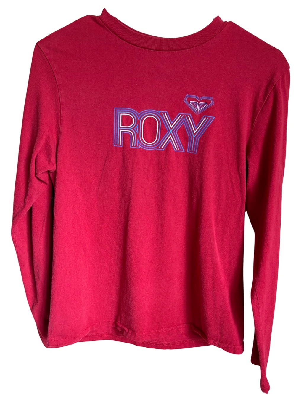 Vintage Y2K Roxy Quiksilver Womens Long-Sleeve Red Logo Tee